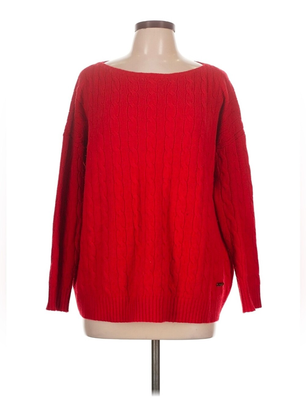 Polo Ralph Lauren Women’s M Oversized Thick Wool Cashmere Cable Knit Red sweater